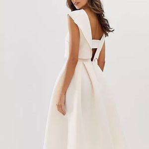 ASOS DESIGN fold back crop top midi prom dress